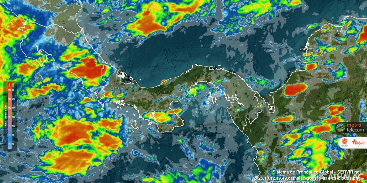servir_cathalac's tweet image. Imagen actualizada de satélite GOES infrarrojo para Panamá 🇵🇦 y Costa Rica 🇨🇷 - #CATHALAC #meteo #clima #tiempo ver animaciones en bit.ly/1jdfCr4
