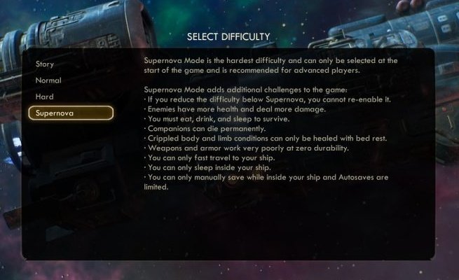 🤯 Why the F did no one tell me about the survival mode in Outer Worlds?! 

You need to -

🥑 Eat
💤 Sleep
💦 Drink
❌ No Fast Travel
❌ Limited Auto Saves
❌Only Save on Your Ship 
❌Only SLEEP on Your Ship 
💪 Tougher Enemies 
💀 Followers Have Perma-Death

This is amazing 👏