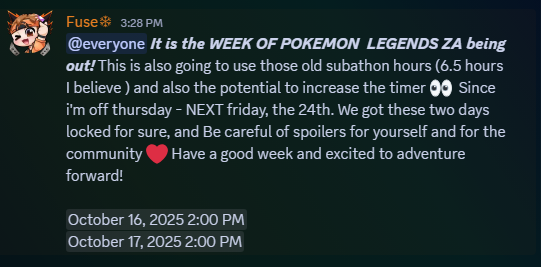 Legends ZA Release! Dates for the streams and what i got planned! Now to get off twitter to avoid spoilers :) If you see this, have an amazing week and reminder to take care of yourself.
