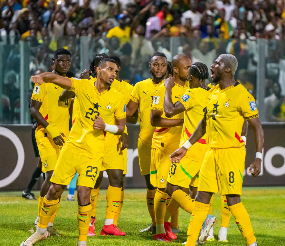 Congratulations Ghana 🇬🇭

World Cup spot booked! 

The 18th team to qualify for next year’s tournament.

It means they’ve reached 5 of the last 6 World Cups.

Sadly no Afcon to look forward to for Ghana but they’ll be in the USA, Mexico &amp; Canada in 2026.