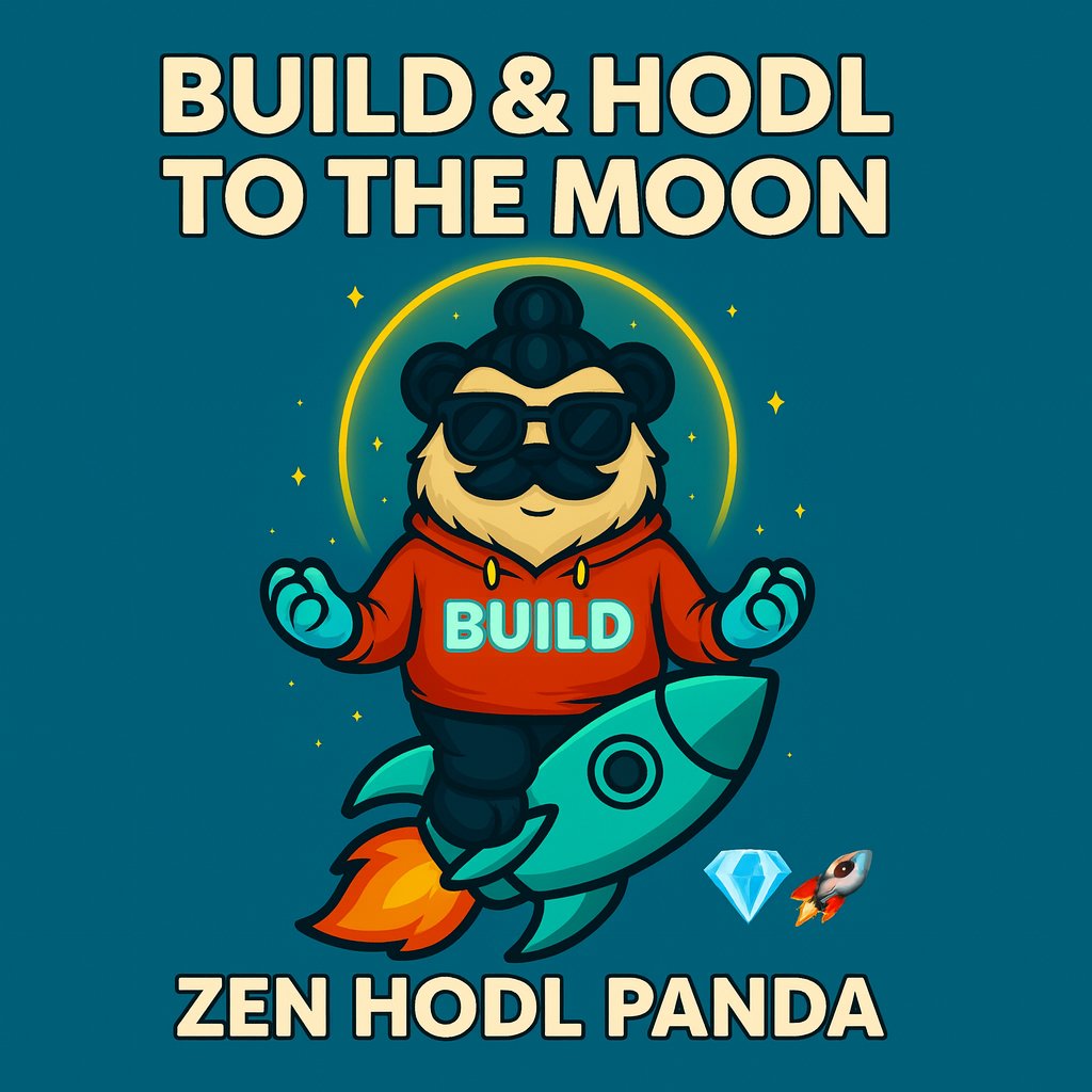 devwhoHODL's tweet photo. Market waking up? Time for the Zen HODL Panda to go full degen.  No rugs. No panic sells.  Just Build &amp; HODL to the moon. 🐼🚀💎  #Buildtober #HODL #DevWhoHODL #MemecoinSeason #CryptoMeme #DiamondHandsForever https://t.co/ow89qc4uRZ