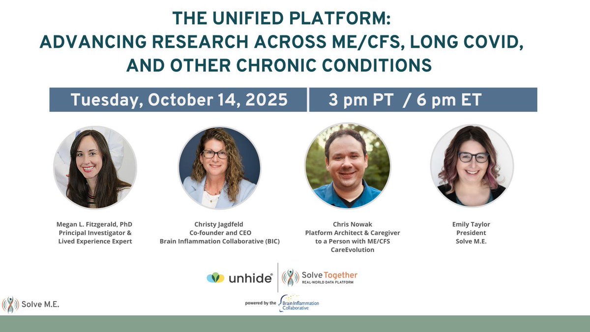 BrainInflCollab's tweet image. 💡 Imagine a research platform built by patients, for patients.
That’s the vision behind the unhide® Solve Together Unified Platform—and we’re talking all about it in our upcoming webinar!

✅ Track your symptoms &amp;amp; wearable data
✅ Print custom health reports for your providers…