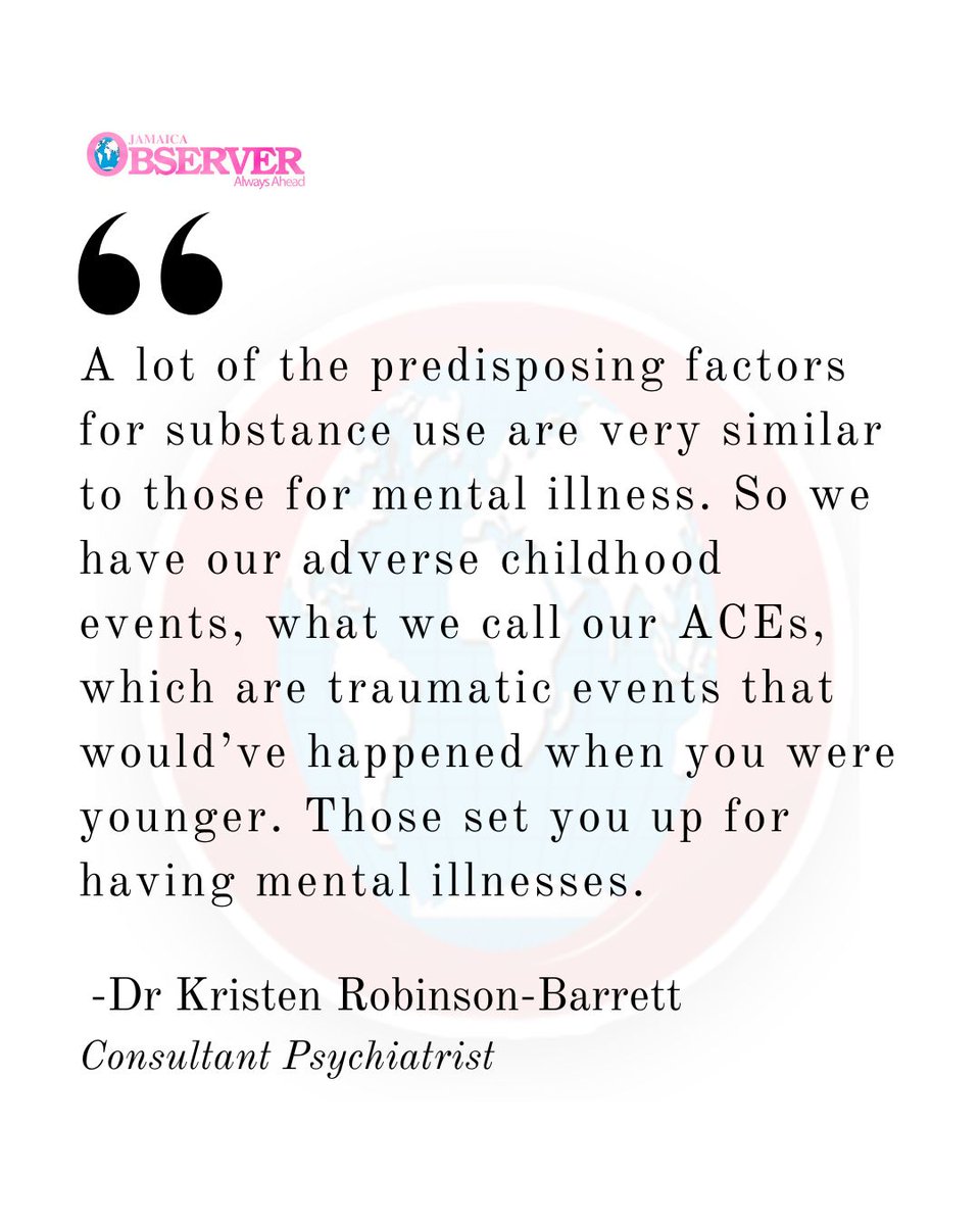 JamaicaObserver's tweet image. Did you know marijuana use can set off one’s genetic risk for schizophrenia? In fact, consultant psychiatrist Dr Kristen Robinson-Barrett says once triggered, it cannot be turned off.
At least 50 per cent of Jamaicans with mental illness have substance abuse issues and vice…