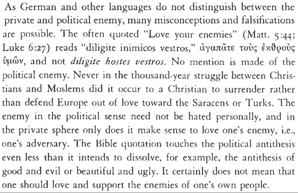 ChristianHeiens's tweet image. No, Christianity does not say to hand civilization over to barbarism out of one’s “love” towards the horde. Hostes and Inimicus are not the same thing.
“Never in the thousand year struggle between Christians and Moslems did it occur to a Christian to surrender rather than defend…
