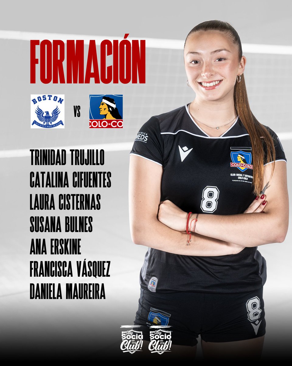 𝐋𝐀 𝐅𝐎𝐑𝐌𝐀𝐂𝐈𝐎́𝐍 𝐃𝐄𝐋 𝐂𝐀𝐂𝐈𝐐𝐔𝐄 🏐🔥

Este es el equipo elegido por Francisco Espinosa que saltará a la cancha contra Boston College para disputar el amistoso 🤟🏻 

El partido será transmitido por Boston TV en Youtube

¡CON TODO, ALBAS! 🤟🏻🤍🖤