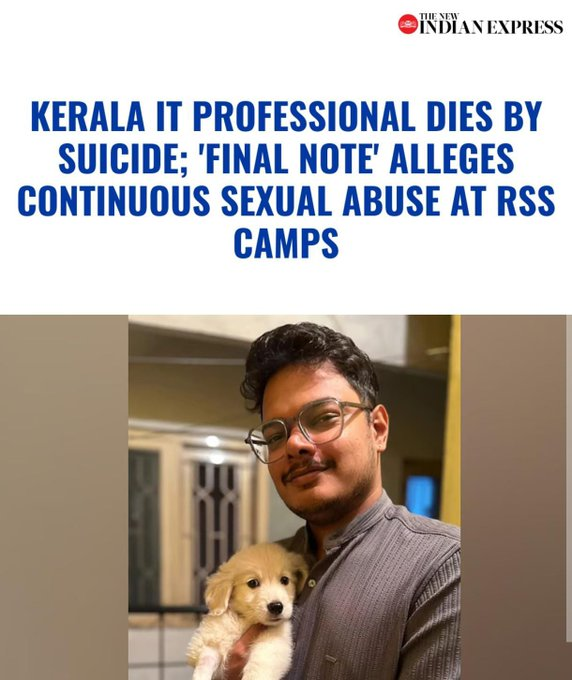 emranfazal's tweet photo. RSS True Face exploiting children exposed by Anandu Aji from Thiruvananthapuram in his suicide note.He was abused by multiple RSS members since childhood in #RSS camps. #BJP #congress #Rapecapital #india #INDvsAUS #AUSvsIND #trump #childprotection.India  has avg 86 rapes everyday https://t.co/me43lUCZor