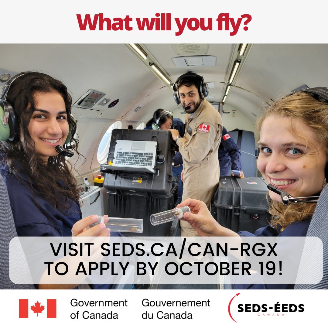 Vous voulez travailler avec des experts de l'industrie et voir votre expérience s'envoler en microgravité? 🌌 C'est votre chance ! Posez votre candidature dès aujourd'hui ! 
En collaboration avec <a href="/asc_csa/">Agence spatiale canadienne</a> et <a href="/CNRC_NRC/">CNRC</a>

📅 Date limite : 19 octobre 2025 📧 seds.ca/can-rgx