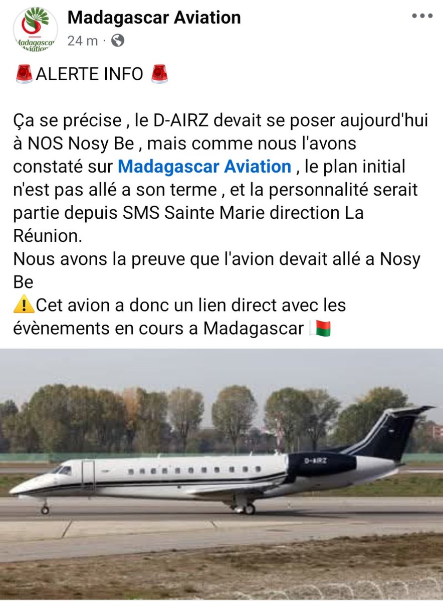 JulienR80143626's tweet photo. Pendant que la #France a les yeux rivés sur le #gouvernement de #Lecornu II, #LaRéunion aurait permis la fuite du #Président de #Madagascar #Rajoelina, binational Franco-malgache 🇲🇫🇲🇬, vers #Dubaï coordonnée par le #quaidorsay &amp; le #prefet de ce #département #ultramarin ! #Macron https://t.co/sAVTt8dm8f