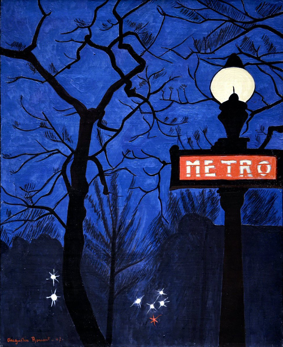 MenschOhneMusil's tweet image. Augustin Rouart (1907-1997) Métro at the night, 1947.