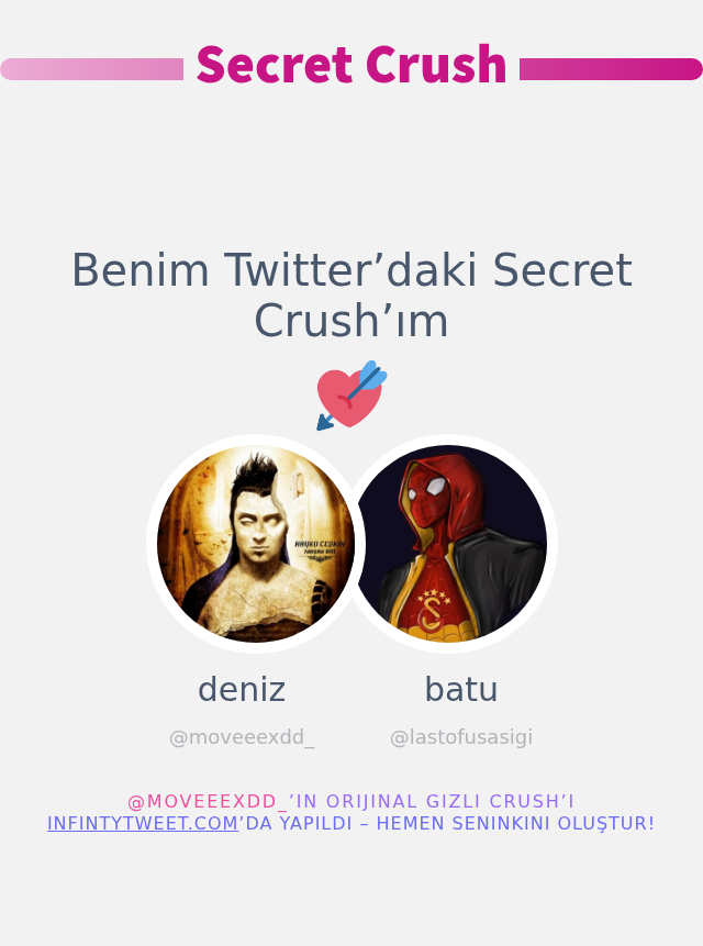 Benim Twitter’daki Secret Crush’ım <a href="/lastofusasigi/">batu</a>

➡️ infintytweet.me/secret-crush?l…