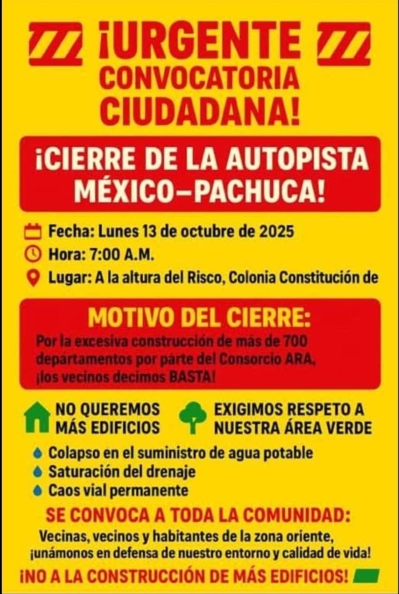 🔴 Anuncian bloqueos para este lunes en distintos puntos del Estado de México

Este lunes 13 de octubre se prevén bloqueos en vialidades del Estado de México:

– Periférico Norte, a la altura de Parque Naucalli, por la desaparición de Kimberly; se espera una duración de 24 horas.