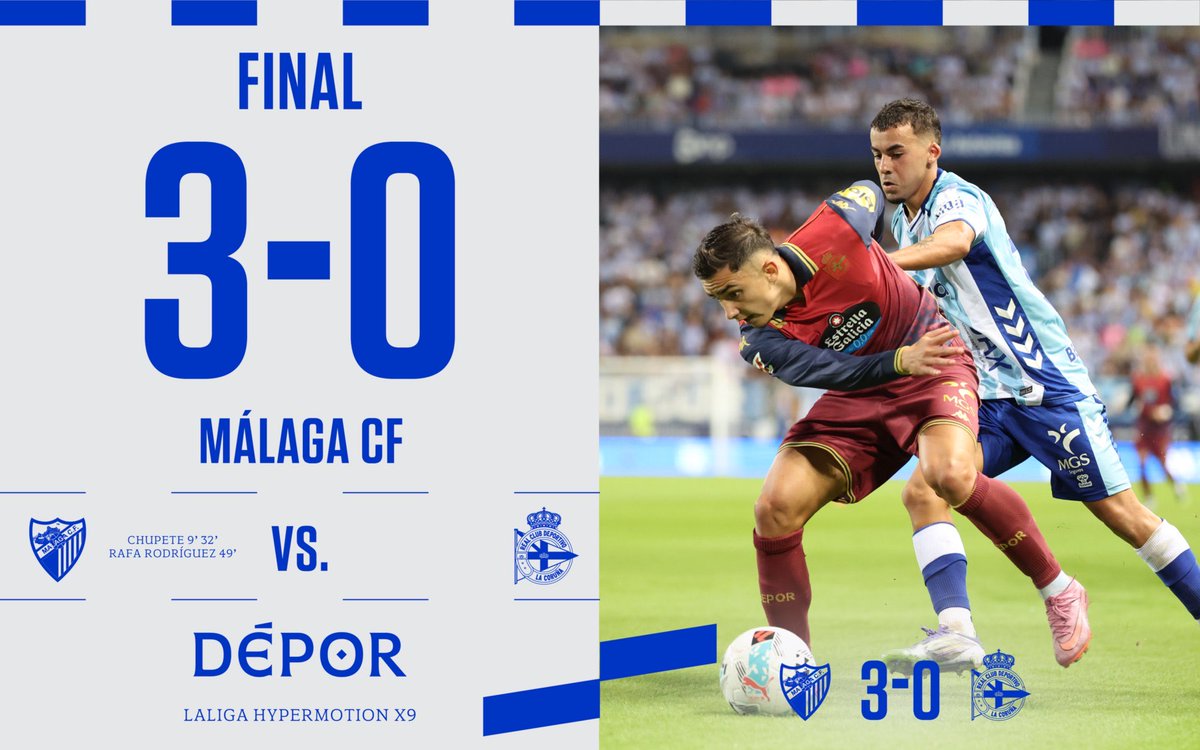 Defeat in Málaga. 

⏱️ 90+5’ | 3️⃣ - 0️⃣ |

#MálagaDépor #LaLigaHypermotion