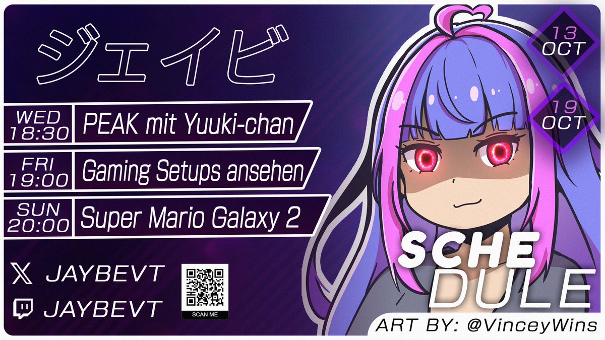 Jaybe🩷 VTuber & Gamedev (@jaybevt) on Twitter photo Mittwoch 18:30 gibt es eine PEAK Collab mit <a href="/xyuukichanx_VT/">Yuuki-chan</a> 
Freitag 19.00 schauen wir uns die eingereichten Gaming Setups auf Twitter an
Sonntag 20:00 dann Chillig Super Mario Galaxy 2 Mittwoch 18:30 gibt es eine PEAK Collab mit <a href="/xyuukichanx_VT/">Yuuki-chan</a> 
Freitag 19.00 schauen wir uns die eingereichten Gaming Setups auf Twitter an
Sonntag 20:00 dann Chillig Super Mario Galaxy 2