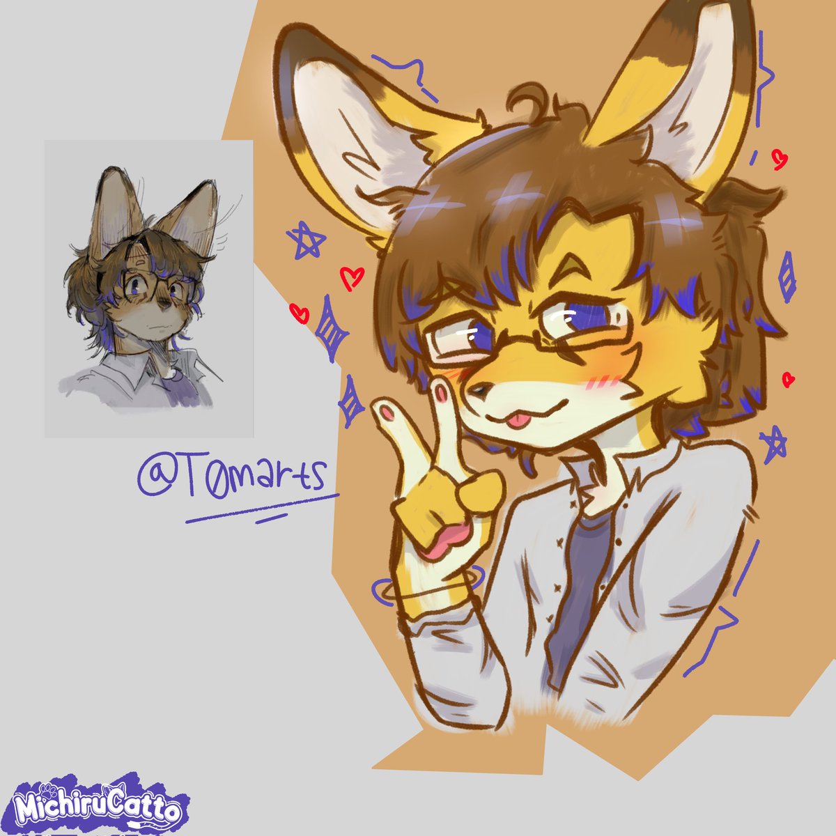 MichiruCatto's tweet photo. Doodle fanart for @T0marts ✨

I REALLY LIKE UR CHARACTER 🥺💕✨💕🥺✨💕✨🥺

And also... I'm all ears gang!? 👉👈😳 https://t.co/cyr8dm5LzB