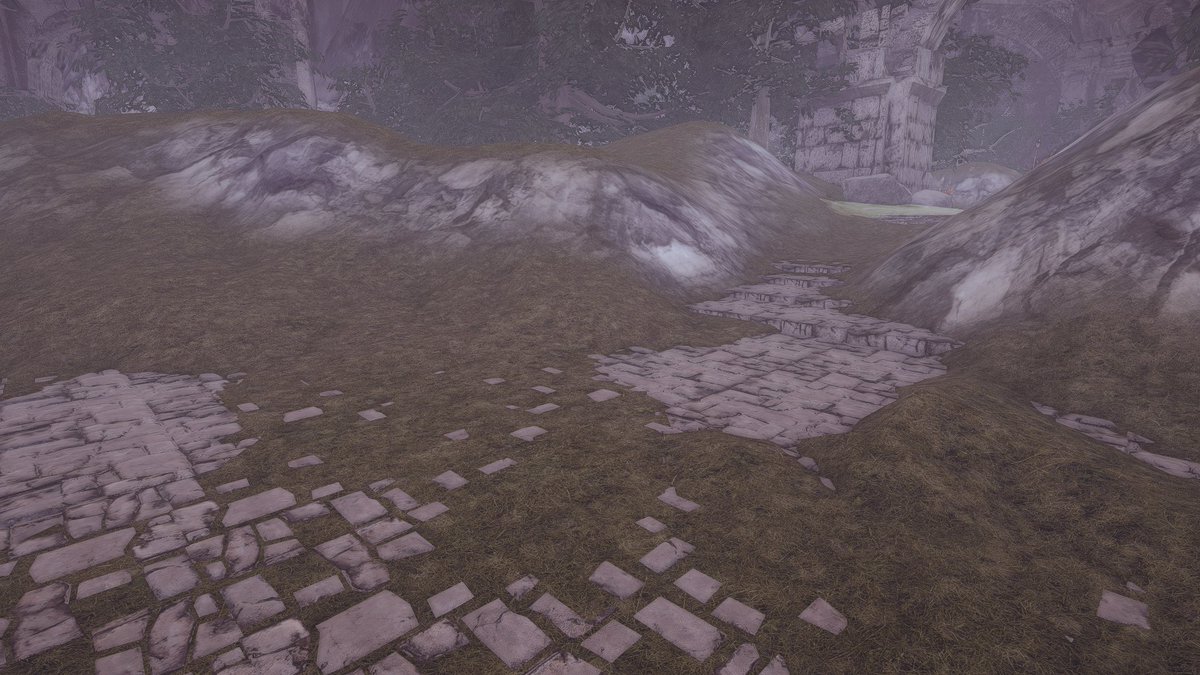 Xanda2024's tweet image. #indiegame #indiegamedeveloper  #indiegames #gamedev #madewithunity I&apos;ve aimed to add more ruin paths, and that really gave this area a much needed lift! Every piece is placed one by one, and I still need to add some plantation. 😅