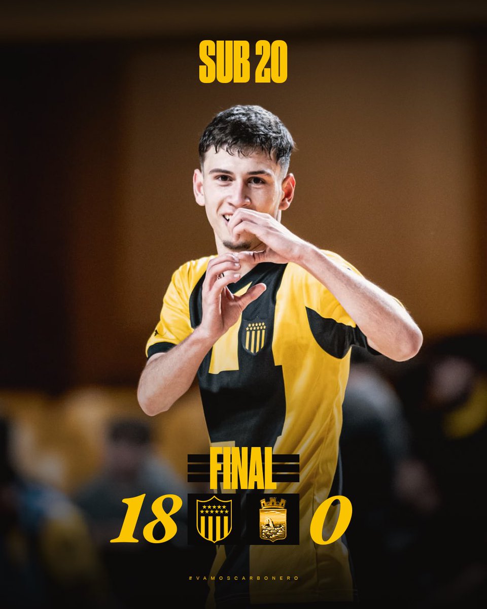 FutbolSalaCAP's tweet photo. ¡𝐆𝐀𝐍𝐎𝐎𝐎𝐎𝐎𝐎𝐎 𝐏𝐄𝐍̃𝐀𝐑𝐎𝐎𝐎𝐎𝐎𝐋ⵑ 🖤💛

Peñarol venció 18 a 0 Maldonado en el Palacio Peñarol  y se mete en la semifinal de los PlayOffs, donde enfrentará al ganador de UTU- URUPAN.

#Sub20 
#VamosCarbonero https://t.co/ObnEC67YKD