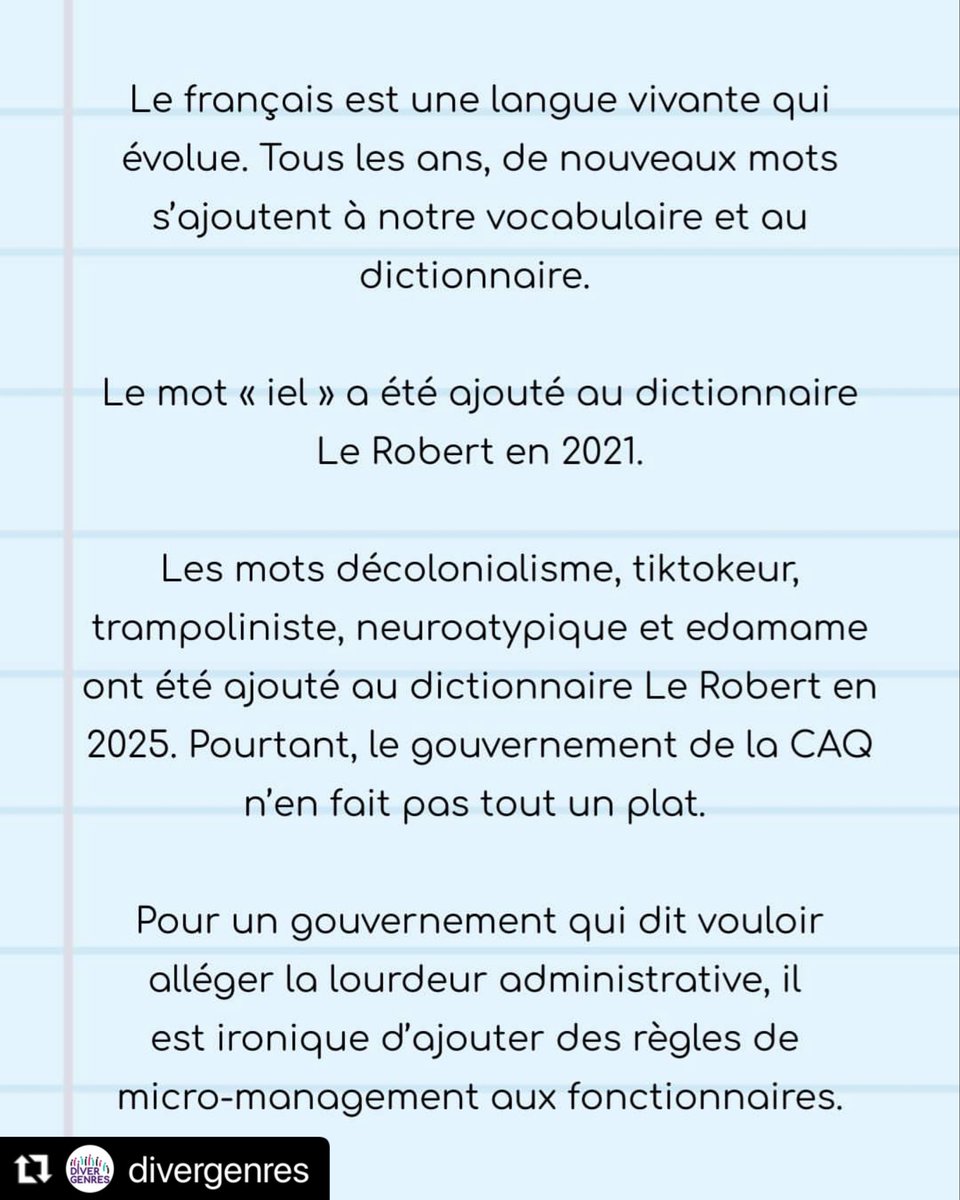 SniffannyQueb's tweet photo. 1/2
C’est quoi le problème avec l’écriture inclusive? | Divergences
#Trans #DroitsTrans #CAQ #EcritureInclusive #polqc https://t.co/2HsGHNE8m4