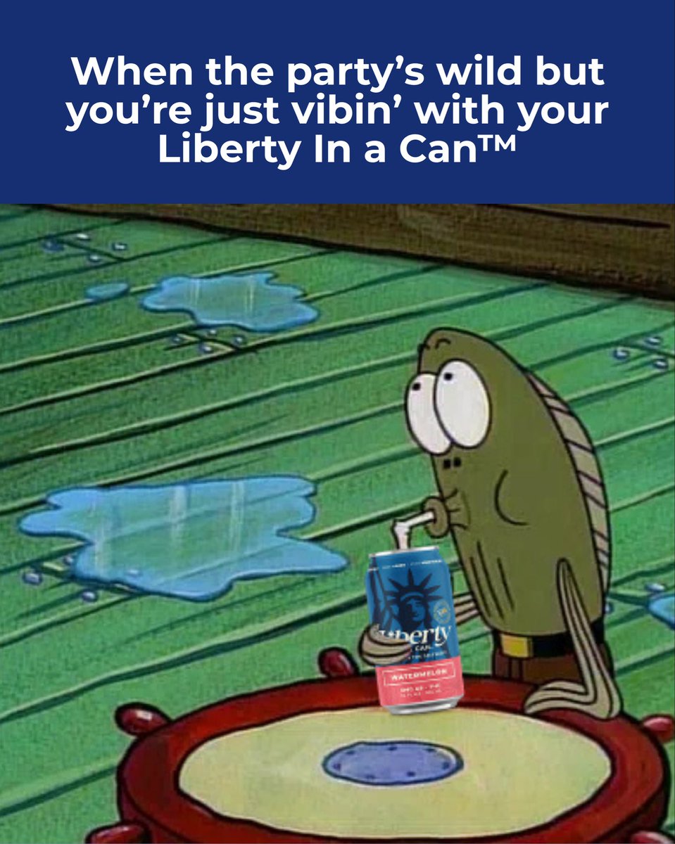 drinklic's tweet image. Low-key the happiest fish in the room is the one holding Liberty In a Can™

#DrinkLIC #spongebob #meme #fyp #viral #party