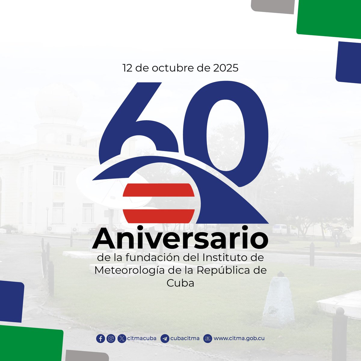 Esteban Lazo: «Una entrañable felicitación a todos los trabajadores del Instituto de Meteorología de la República de #Cuba🇨🇺, en el aniversario 60 de su fundación. 

Nuestro reconocimiento por su admirable labor de rigor científico, dedicación y compromiso con nuestro pueblo»
