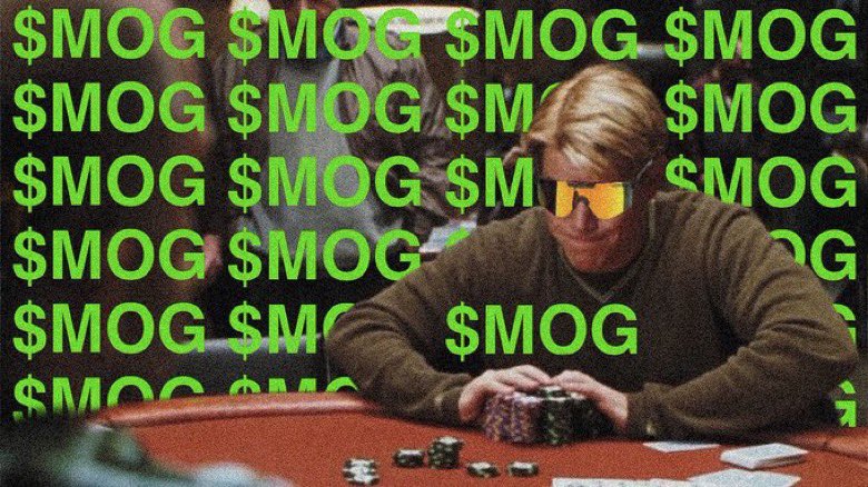 以 MOG 为主题的扑克迷因，带有 $MOG 覆盖图层的玩家