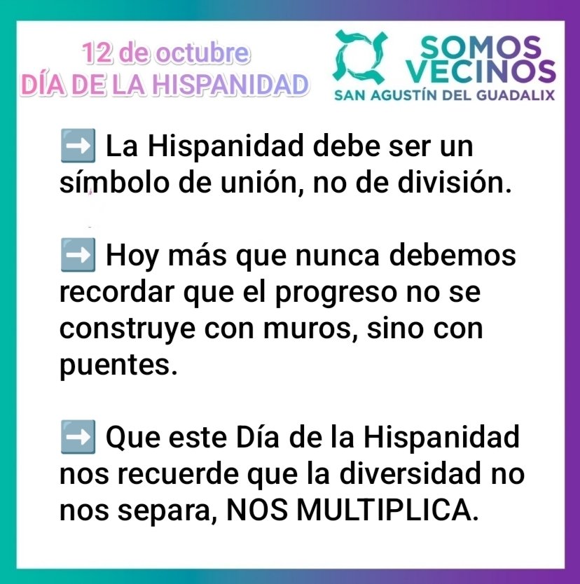 podemossanagust's tweet photo. Que este Día de la Hispanidad nos recuerde que la diversidad no nos separa: nos multiplica.
Y que juntos, siendo distintos, somos mejores.

FELIZ DÍA DE LA HISPANIDAD A TODAS Y TODOS
💚💜💚 #somosvecinossanagus https://t.co/ABIpydHgqH