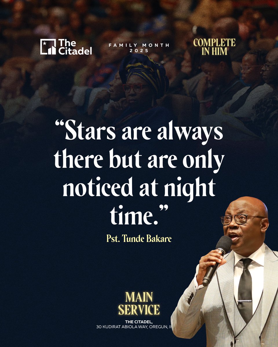 TheCitadelGCC's tweet photo. Here are some nuggets from our Main Service with Pastor Tunde Bakare
on the topic "The Authentic Dream Giver and how He fulfills the Dream He gives."
If you missed the service, you can catch up on our YouTube page.
#TheCitadelGCC
#CompleteInHim
#CGCCFamilyMonth2025 https://t.co/H0dTgQmxoz