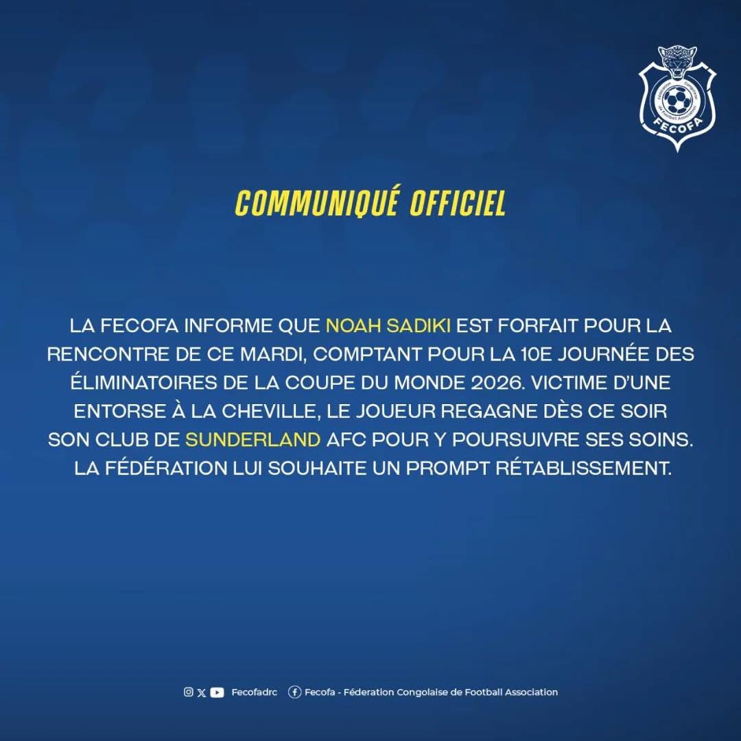 Bosakwa's tweet photo. Un autre forfait après Bakambu ! https://t.co/2H4G7vntUy