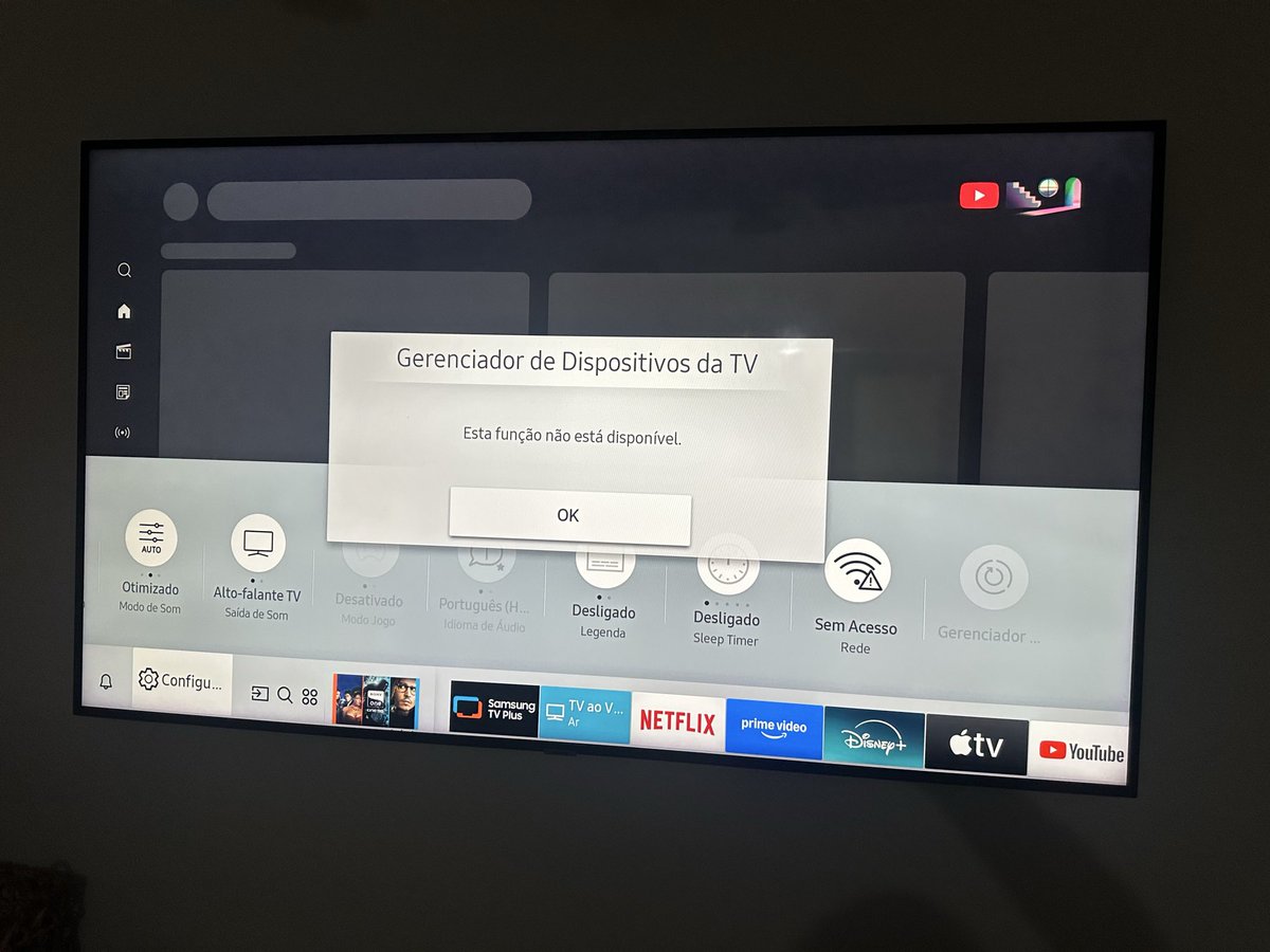 webmasterwebedu's tweet image. Boa tarde @SamsungBrasil  #Samsung  minha TV direto da pau no software e perde o wifi  e gerenciador do dispositivo, conforme  foto. Podem atualizar esse bug ?