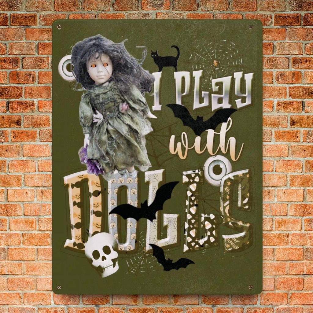 Micdansmith's tweet photo. Creepy Vibes with our I Play with Dolls Tin Sign at a scary good price for Halloween, order today! https://t.co/WxId8Kbrp4 #shellphotodesign #etsyshop #creepyvibes #iplaywithdolls #scarydoll #halloweendecor #freeshippinginusa https://t.co/J0iUqF15cB