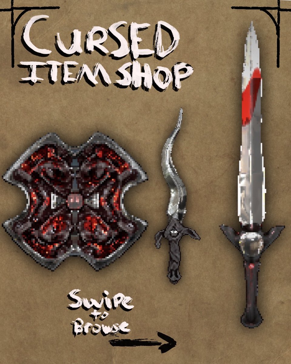 KristiansKnees's tweet photo. CURSED ITEM SHOP ⚔️
Every gift comes with a price. Which would you take?
#fantasyart #gamedev #magicitems #digitalart #conceptart #dndart #fantasyworldbuilding #artpost https://t.co/3cKnL6CZE8