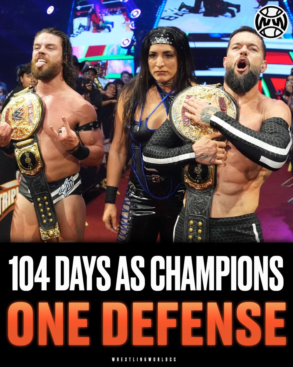 WrestlingWCC's tweet image. Finn Balor and JD McDonagh have held the tag team titles for 104 days 🎯

Only one title defense 🏆