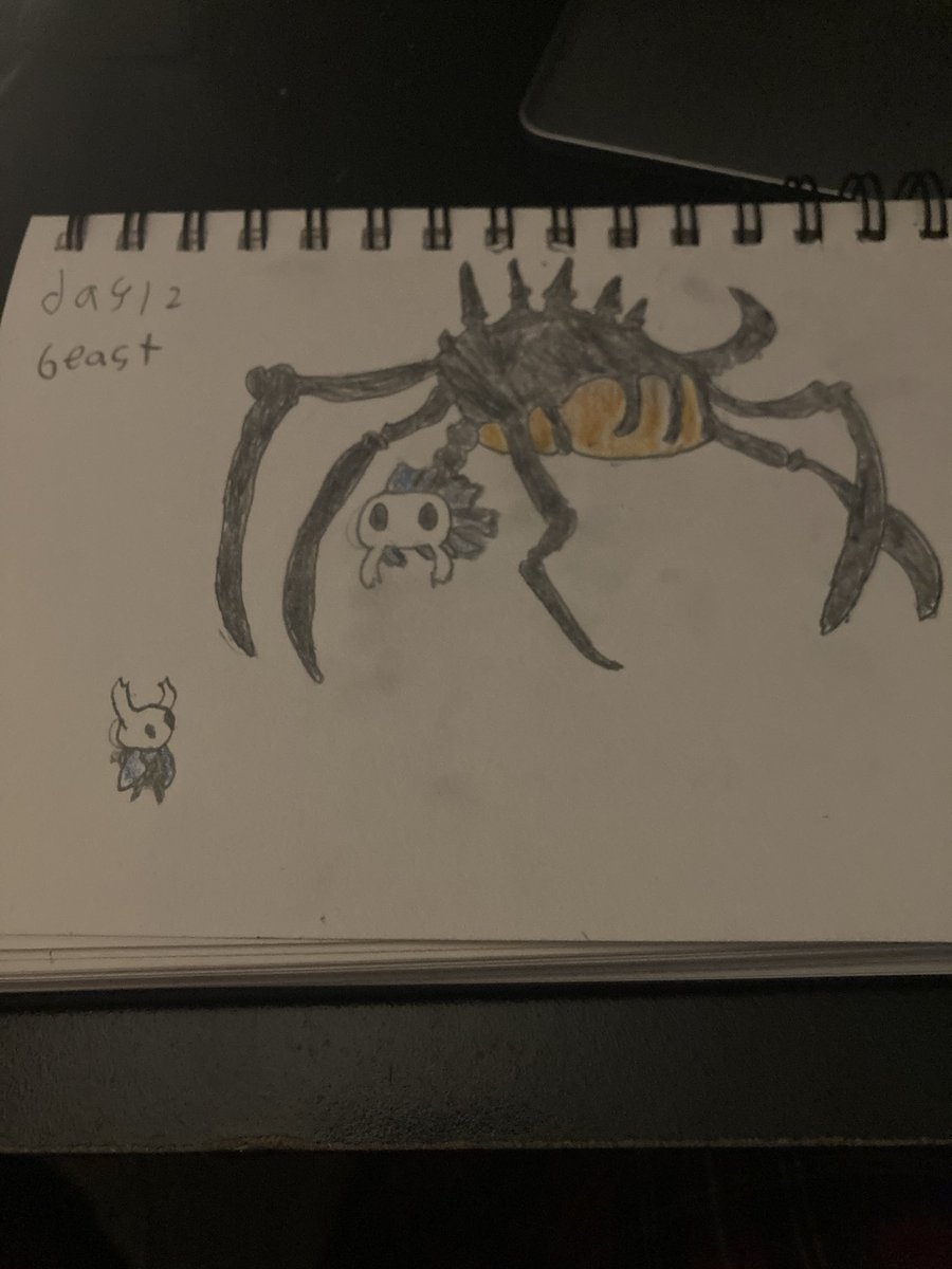 Lewisgpol's tweet image. For day 12 of #jontober I drew nosk from hollow knight, it was a hard fight but his design goes even harder. Also @JonnyRaZeRYT I hope you’re feeling better