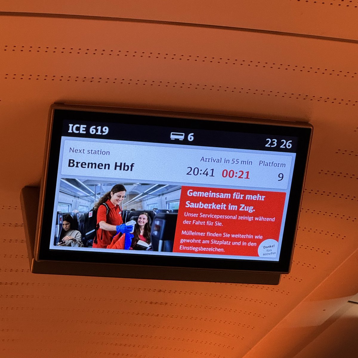 update: ist ein personen unfall, wir stehen jetzt mit +220 minuten vor bremen
