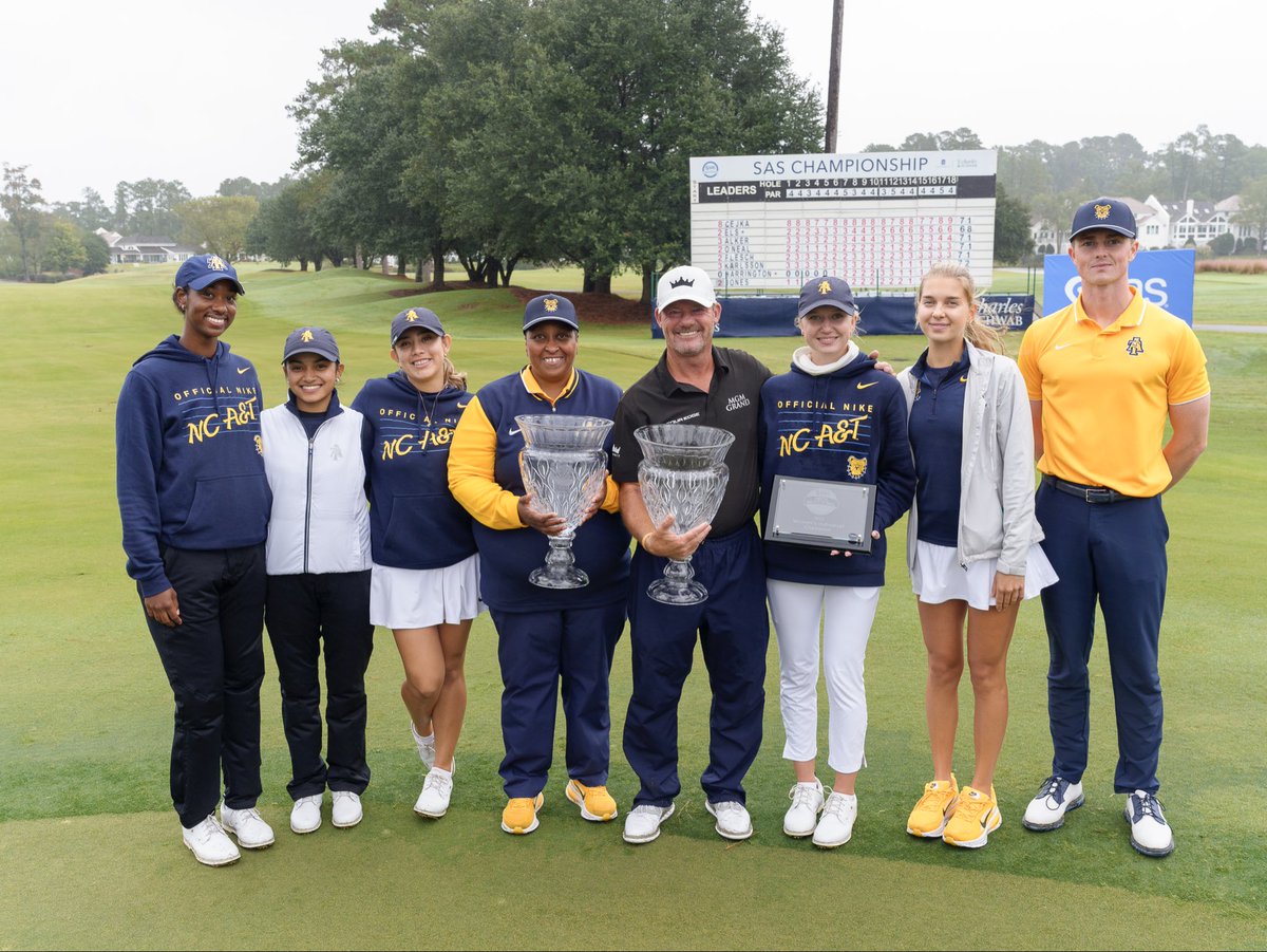 SASChampionship's tweet image. Congrats to our SAS Championship HBCU Invitational WINNERS! 👏⛳️

Team:
🏆 DI Men – NC A&amp;amp;T
🏆 DII Men – Fayetteville St.
🏆 Women’s – NC A&amp;amp;T

Individual:
🥇 DI Men – E. Hernandez (NC A&amp;amp;T)
🥇 DII Men – J. McCarthy (Fayetteville St.)
🥇 Women’s – E. Prokhorova (NC A&amp;amp;T)