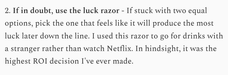 george__mack's tweet image. How to increase agency *and* have fun:
Luck razor.