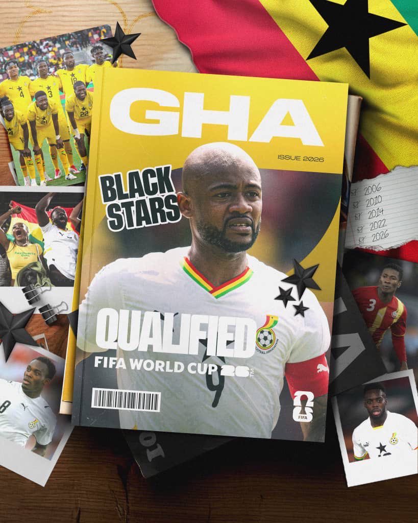 It's <a href="/FIFAWorldCup/">FIFA World Cup</a> number 5!

Congratulations to the <a href="/GhanaBlackstars/">🇬🇭 Black Stars</a>, for qualifying Ghana to the 2026 FIFA World Cup.

We are Ghana! We are coming!