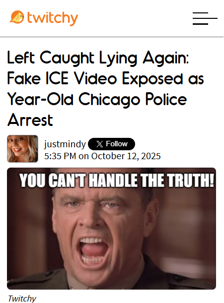 TwitchyTeam's tweet image. ANOTHER video of an 'ICE atrocity' is proven to be a big fat lie
twitchy.com/justmindy/2025…