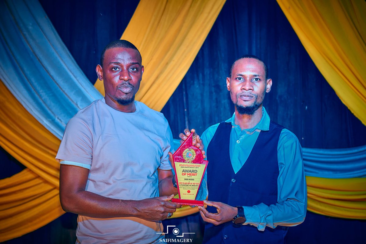 MusbauDauda's tweet photo. Award of Academic Excellence

At our departmental dinner and award night yesterday, my department presented me with the Award of Academic Excellence having earned the highest GPA in Literature-in-English Unit of the department. https://t.co/LVanOBygT4