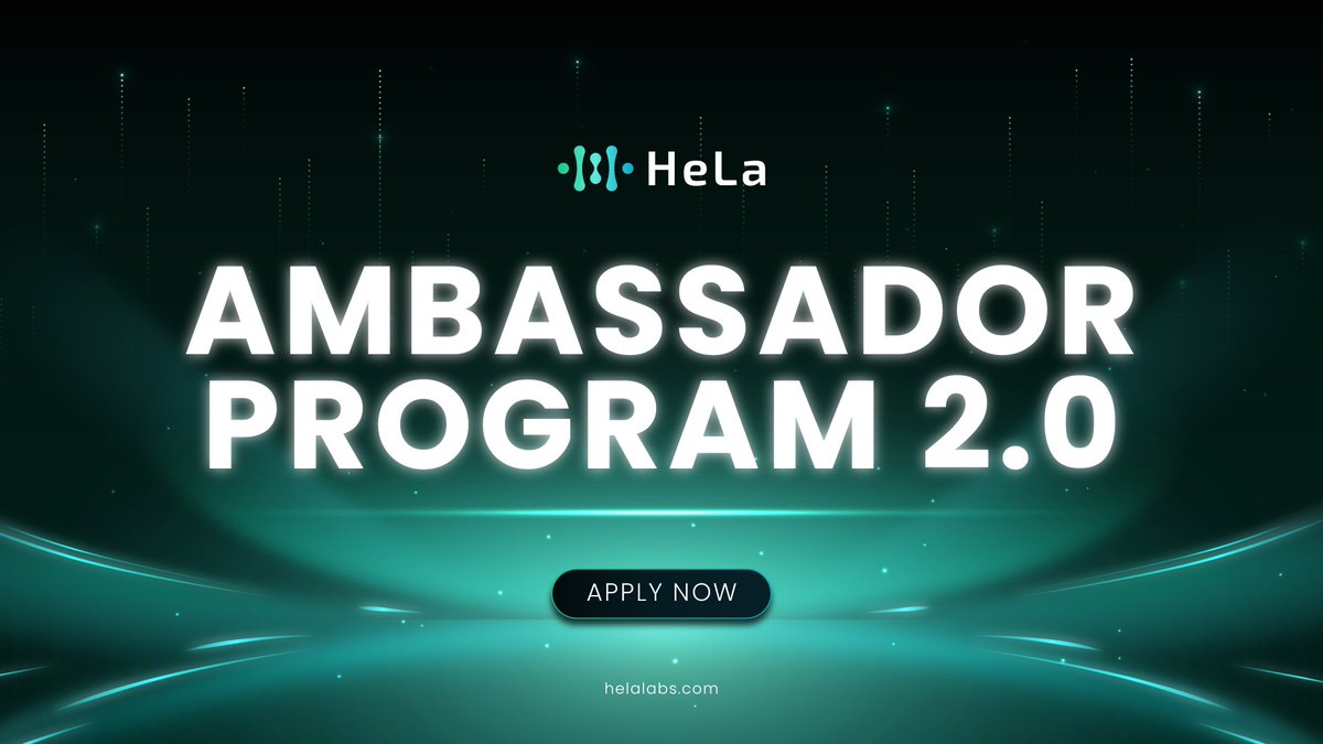 GIGME01's tweet image. HeLa Ambassador Program 2.0 is Live!
@Hela_Network is hiring Ambassadors and regional ambassadors
Expected $50-250
Like,RT and turn on notis on
Apply 👇
ambassador.helalabs.com