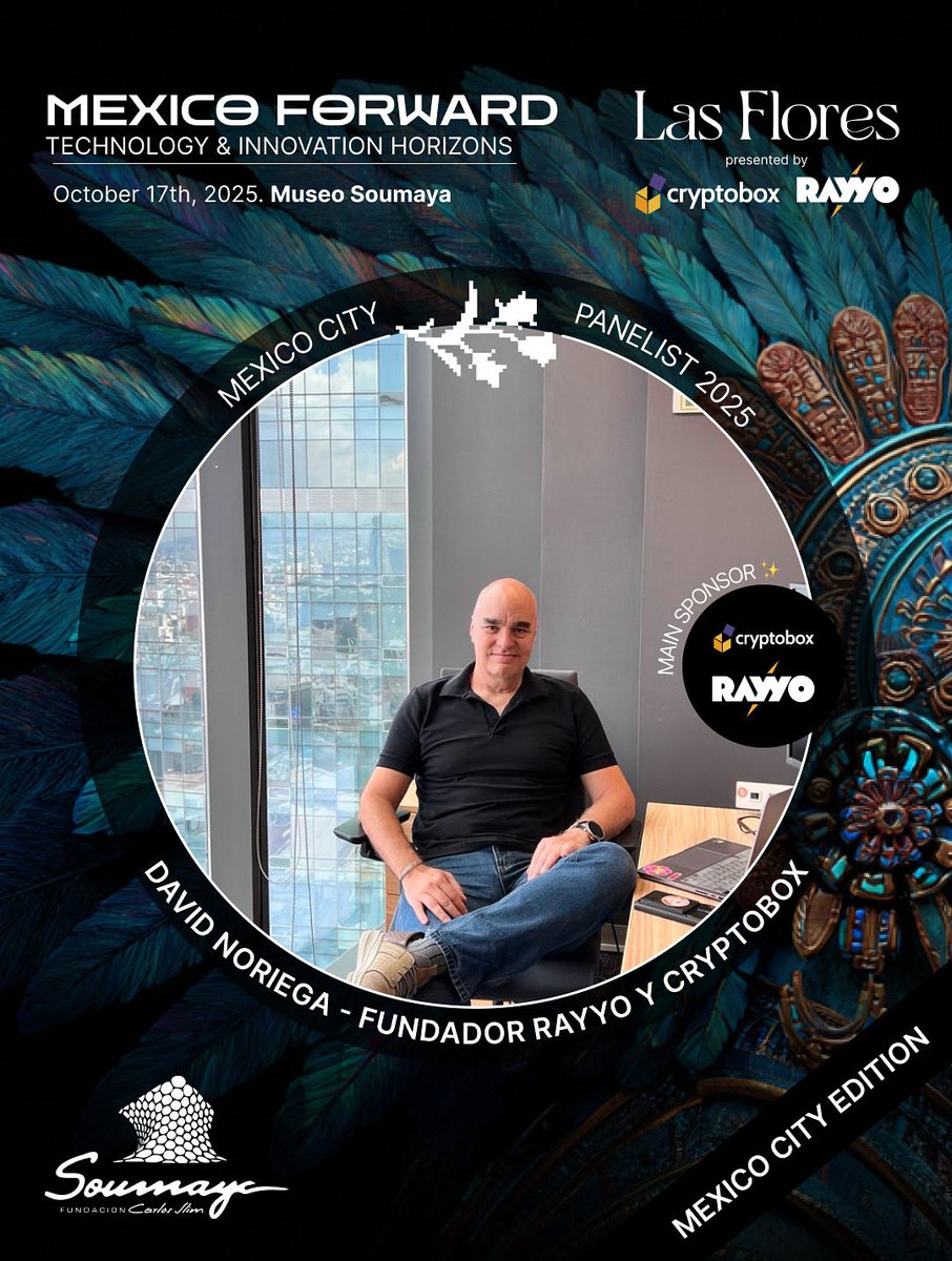 🔥 Speaker Spotlight: David Noriega
⚡️ Pionero en Bitcoin en México, fundador de <a href="/MonteBit/">MonteBit</a> , <a href="/cryptoboxMX/">CryptoboxMx</a> y <a href="/RayyoApp/">Rayyoapp</a> .
🇲🇽 Visionario que instaló el primer cajero Bitcoin en México, impulsando la adopción de nuevas tecnologías y el futuro financiero del país.
📍 17 de octubre –