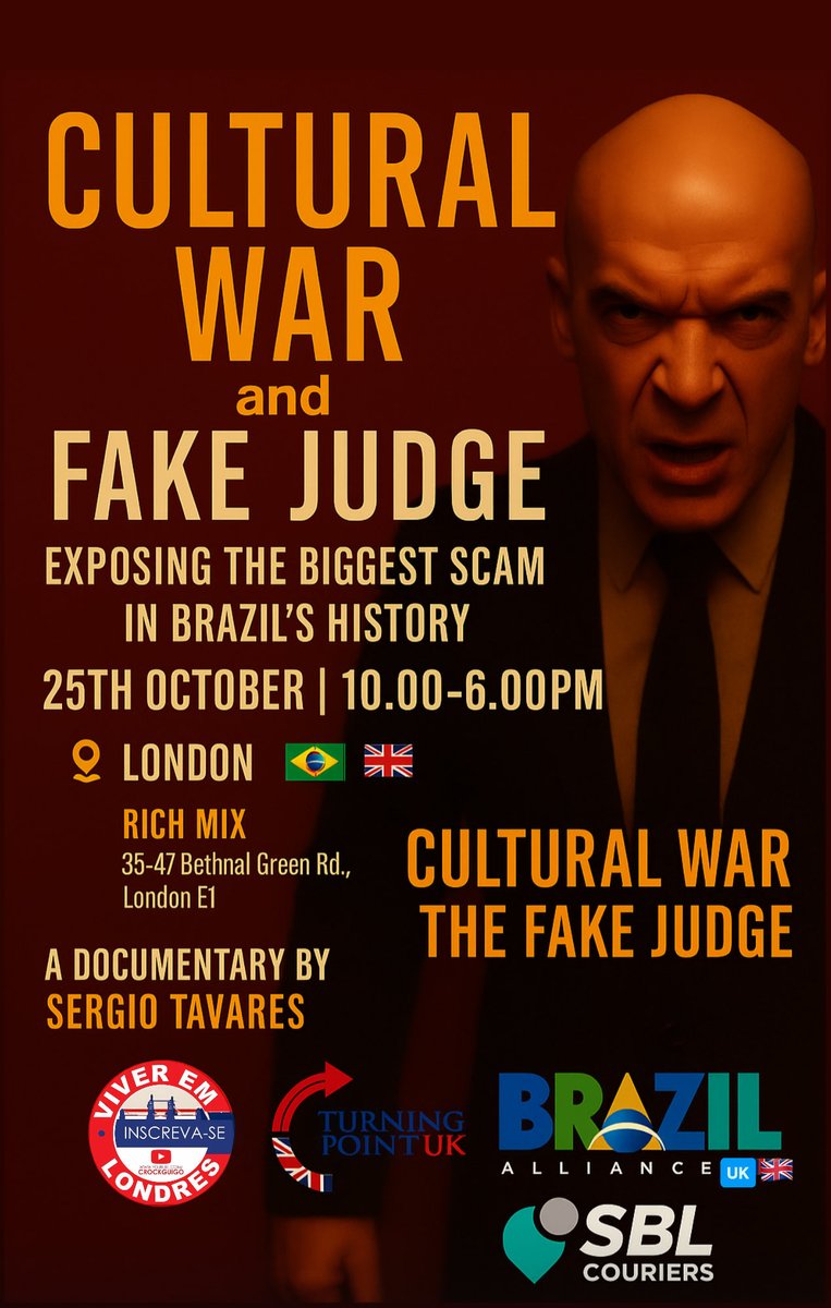 Venha prestigiar o evento The fake Judge + Cultural War com personalidades e politicos do Reino Unido, Brasil, Europa e USA.

app.promotix.com/events/details…