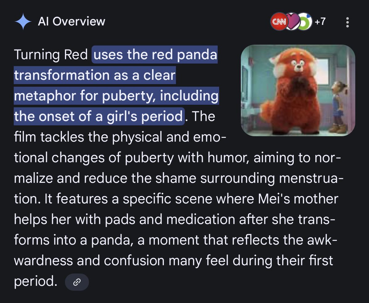 TrvlSeeker's tweet photo. @theereal_one There are cultural ties to Asia but is about a girl having her period… decent movie but doesn’t come close to OG Pixar. https://t.co/0KxO1e39Cq