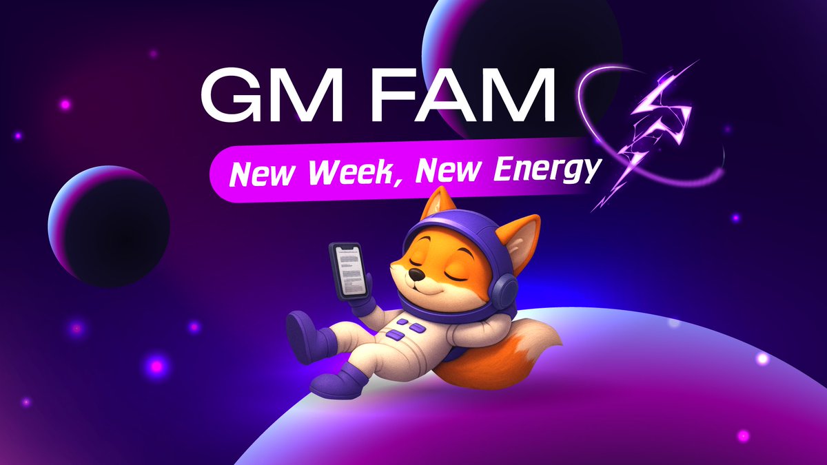 ☀️GM FAM — New Week, New Energy! 🚀

Recharge, refocus, and get ready to conquer the week ahead 
Whether you’re grinding quests, stacking NFTs, or just chilling like our cosmic fox 🦊— remember: every move brings you closer to the next milestone 💫

Let’s make this week