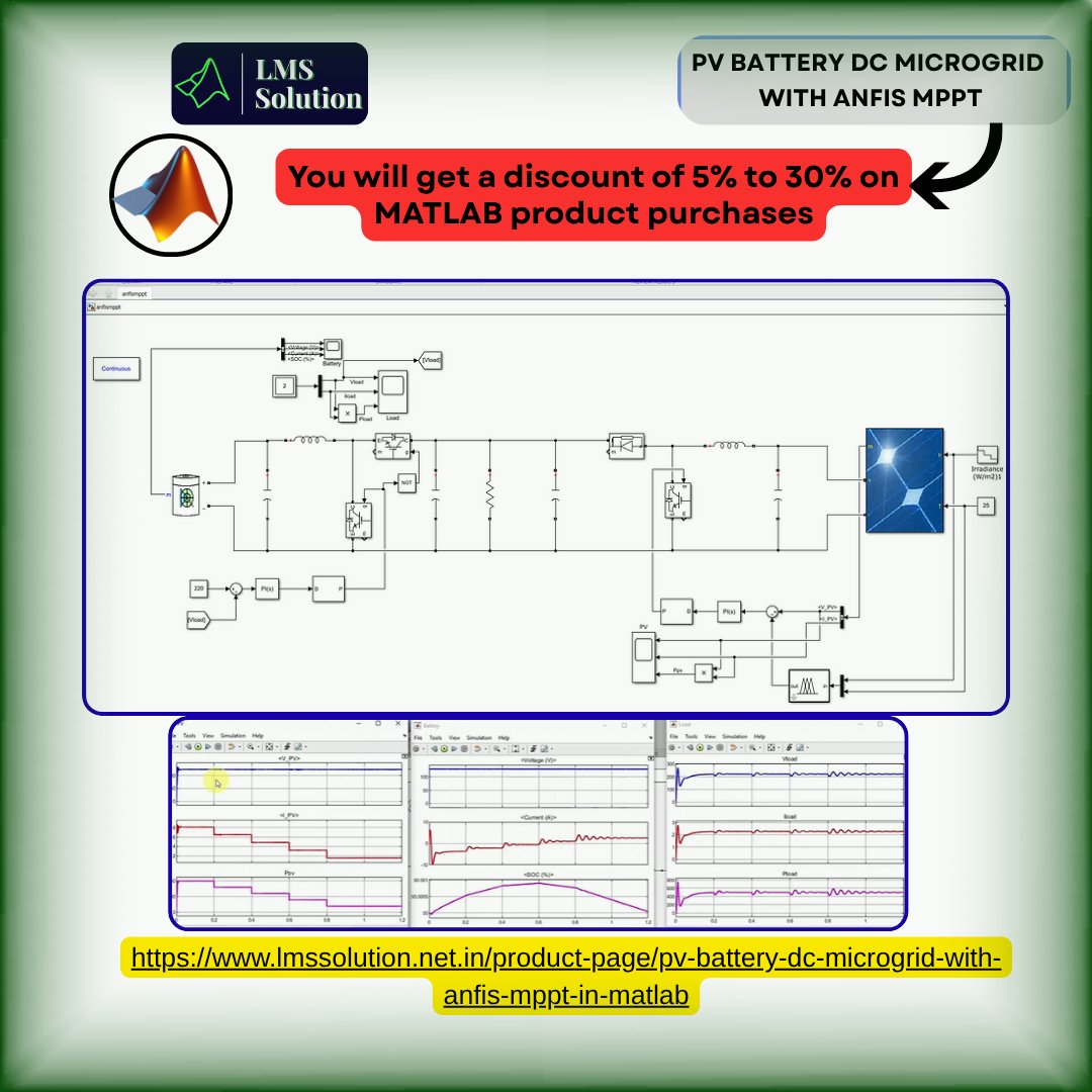 Lms_Solution's tweet image. PV Battery DC Microgrid with ANFIS MPPT 

☀️ Simulate an intelligent PV-Battery DC Microgrid with ANFIS MPPT Control 

🔋 Optimize solar power extraction, stabilize DC bus voltage

🔗 zurl.co/daZZI

#LMSSolution #MATLAB #PVMicrogrid #ANFIS #MPPT #RenewableEnergy