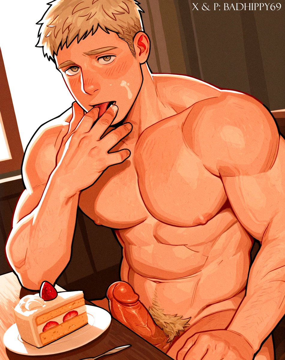 Want some strawberry cream cake? 🍰 

Exclusive hot artworks on 🅿️atreon 😼 
#LaiosTouden #DeliciousInDungeon #ライオストーデン #ダンジョン飯 #Bara #Yaoi #BadHippy69