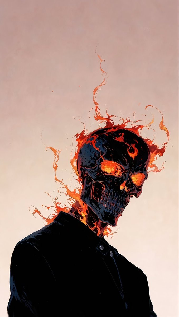 Leonard18_X's tweet image. &quot;Fiery spirit ignites the night! 🔥💀 #DarkArt #LockScreen #NightVibes&quot; load4k