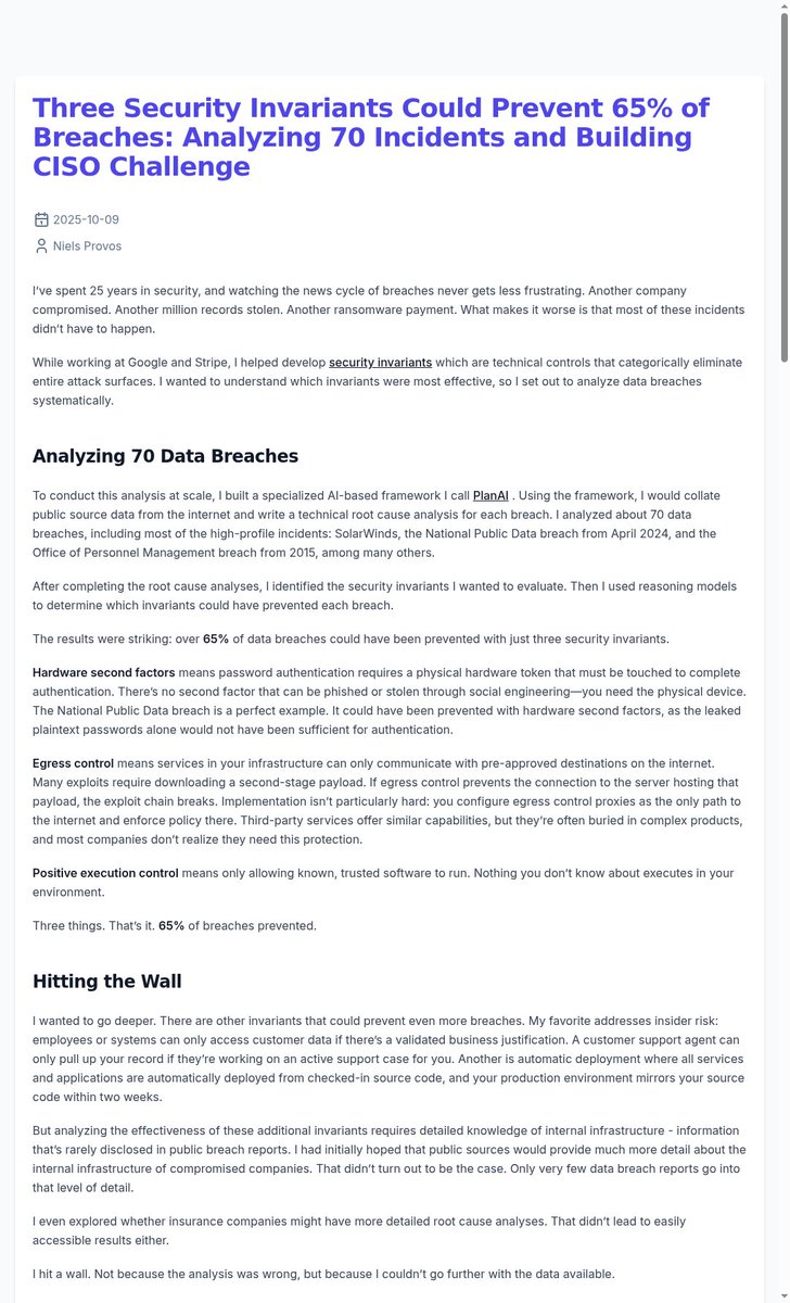 secharvesterx's tweet image. Three Security Invariants Could Prevent 65% of Breaches
securityblueprints.io/posts/three-se…
