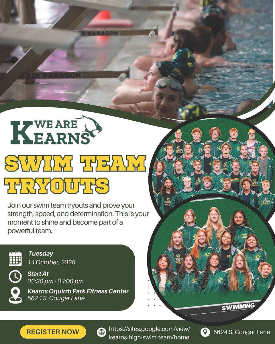 K-Town High School Swimmers! The 2025-26 season is here! Tryouts are Tuesday, October 16th, 2:30pm, at the KOPFC. Bring your suit and a friend!
And, congratulations to the boys and girls water polo teams as both were crowned STATE CHAMPIONS this weekend. Way to go, Cougar Polo!