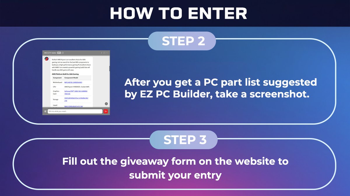 msigaming's tweet image. Struggling to pick the right PC parts? Meet EZ PC Builder, your AI assistant that makes PC building easy. Check out how to try it out and join the giveaway now!

Hit the link to start building your dream rig✨ msi.gm/EZ-PC_Builder

#EZPCBuilder #AIassistant