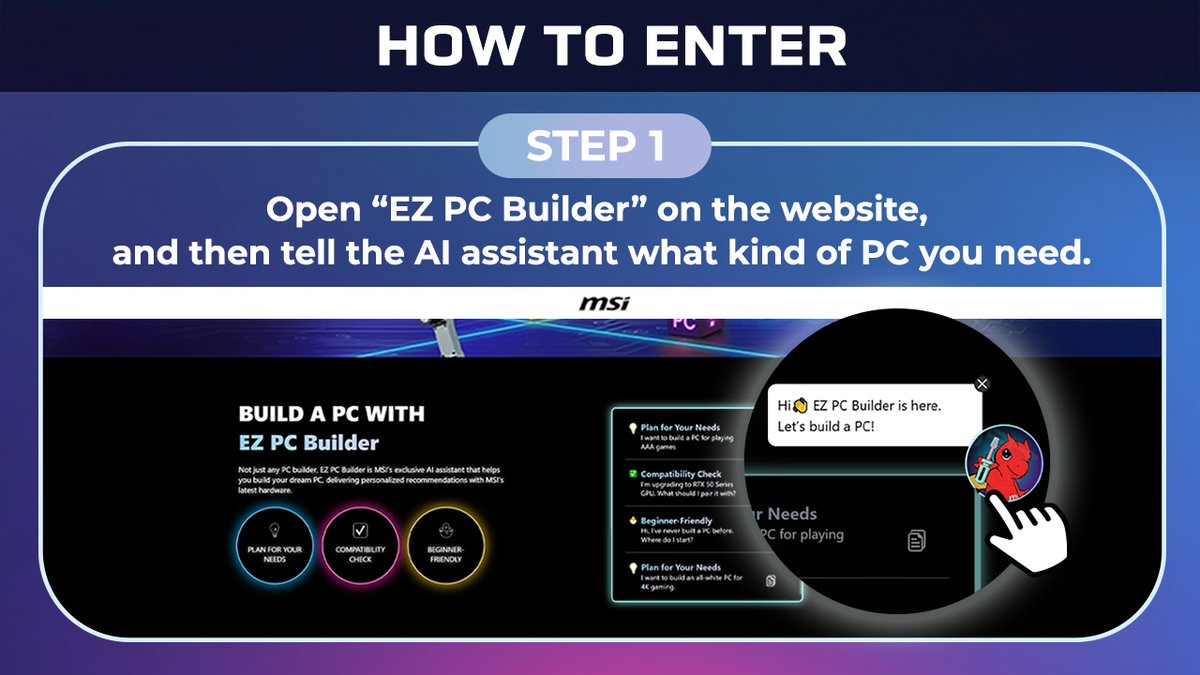 msigaming's tweet image. Struggling to pick the right PC parts? Meet EZ PC Builder, your AI assistant that makes PC building easy. Check out how to try it out and join the giveaway now!

Hit the link to start building your dream rig✨ msi.gm/EZ-PC_Builder

#EZPCBuilder #AIassistant